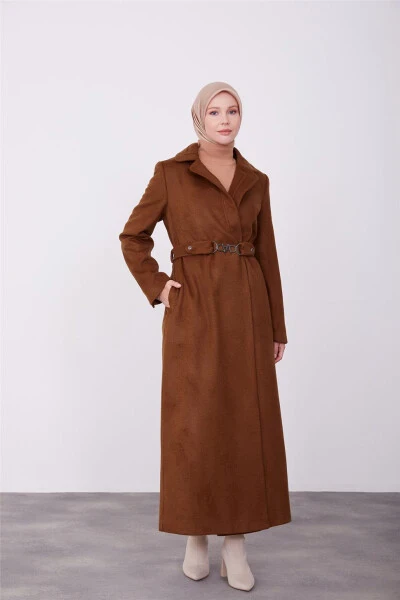 Armine Collar Embroidered Full Length Coat 23K8612 Brown - ARMINE (1)
