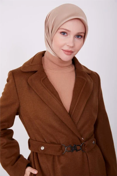 Armine Collar Embroidered Full Length Coat 23K8612 Brown - 4