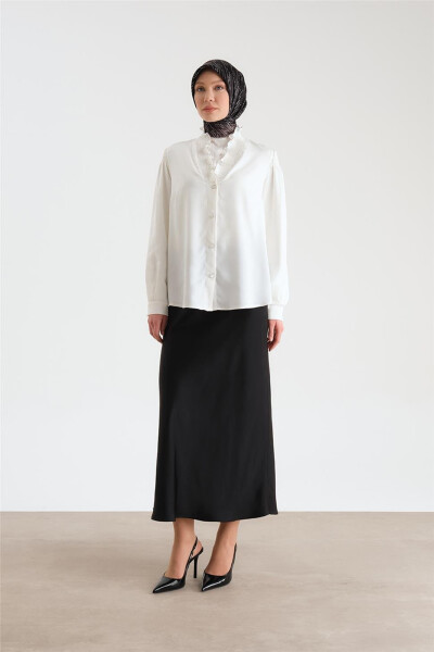 Armine Collar Ruched Satin Blouse 24Y3504 Ecru - 2