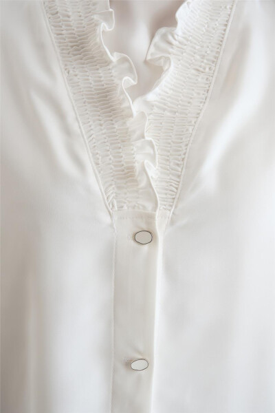 Armine Collar Ruched Satin Blouse 24Y3504 Ecru - 4