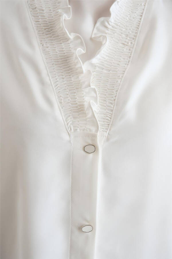 Armine Collar Ruched Satin Blouse 24Y3504 Ecru - 4