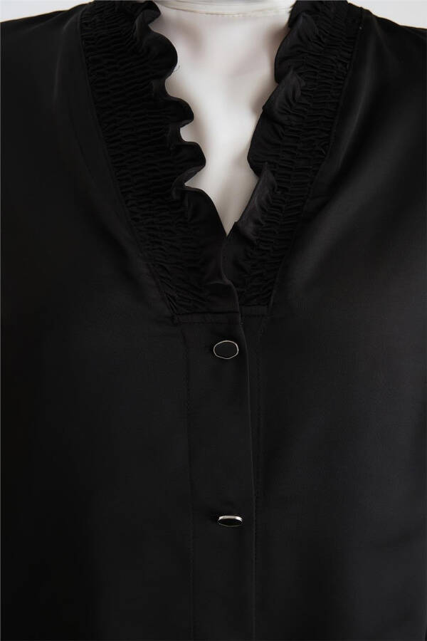 Armine Collar Ruffle Satin Shirt 24Y3504 Black - 5