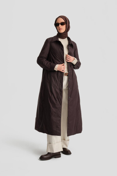 Armine Convertible Belted Quilted Coat 24K7602 Brown - 7