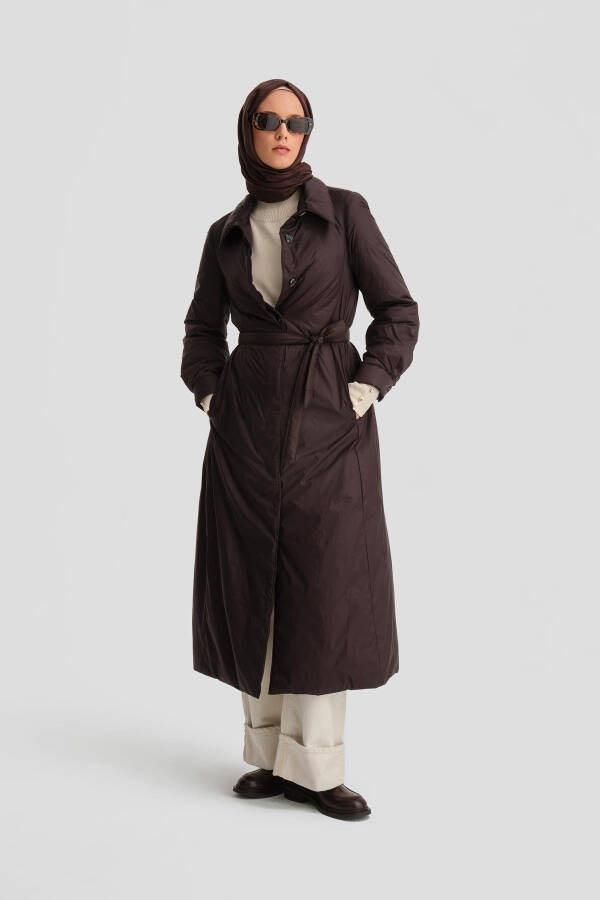 Armine Convertible Belted Quilted Coat 24K7602 Brown - 8