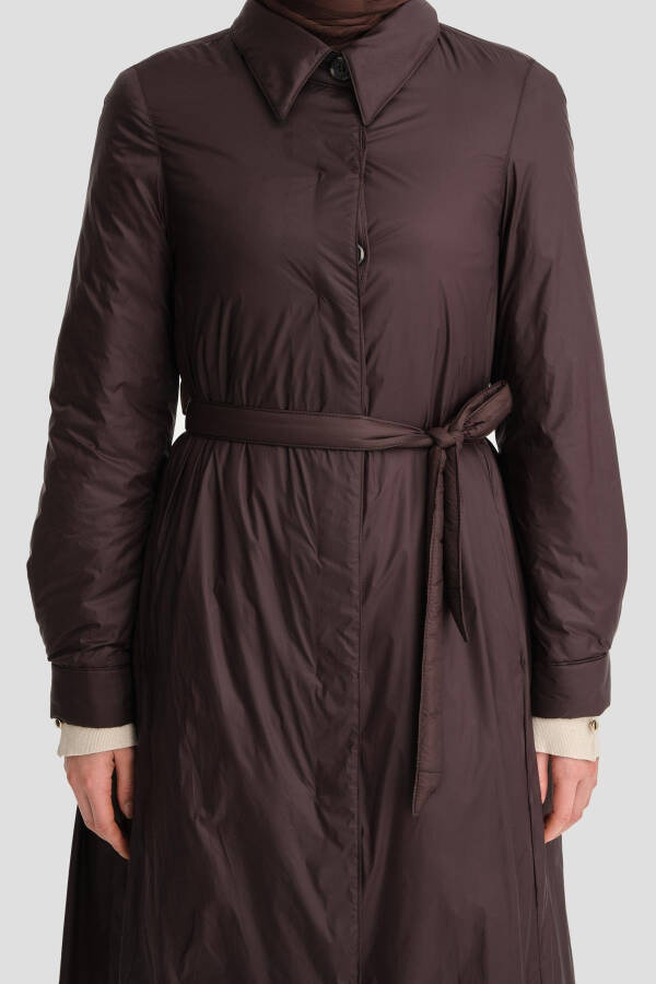 Armine Convertible Belted Quilted Coat 24K7602 Brown - 11