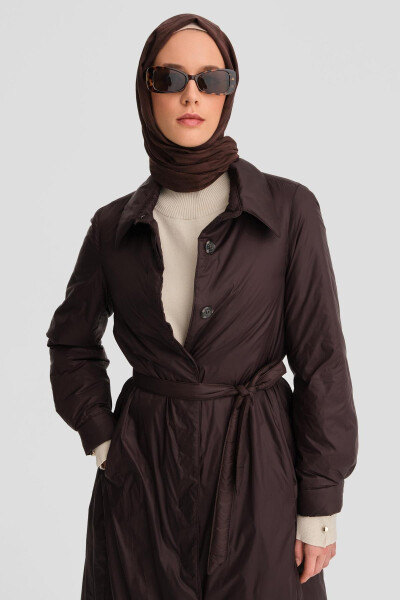 Armine Convertible Belted Quilted Coat 24K7602 Brown - 3