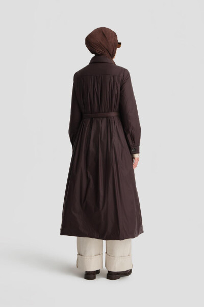 Armine Convertible Belted Quilted Coat 24K7602 Brown - 6