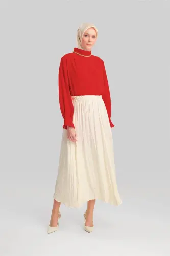 Armine Crinkled Look Pleated Skirt 24Yd5601 Ecru - ARMINE (1)