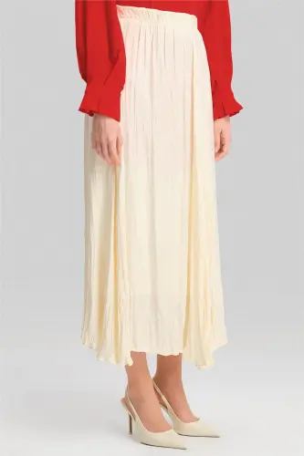 Armine Crinkled Look Pleated Skirt 24Yd5601 Ecru - 4