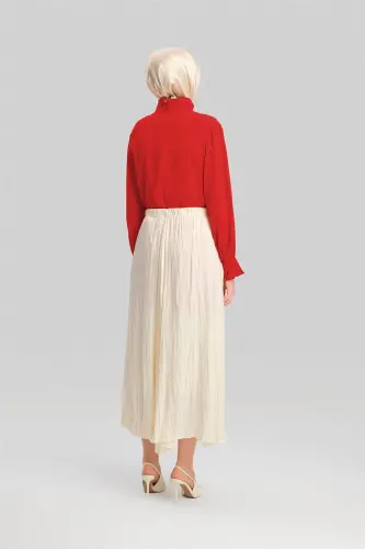 Armine Crinkled Look Pleated Skirt 24Yd5601 Ecru - 7