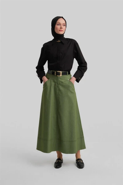 Armine Denim A-line Skirt 24Y1604, green. - 9