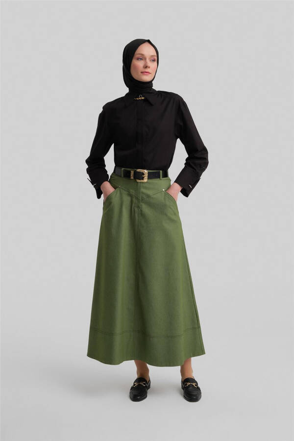Armine Denim A-line Skirt 24Y1604, green. - 9