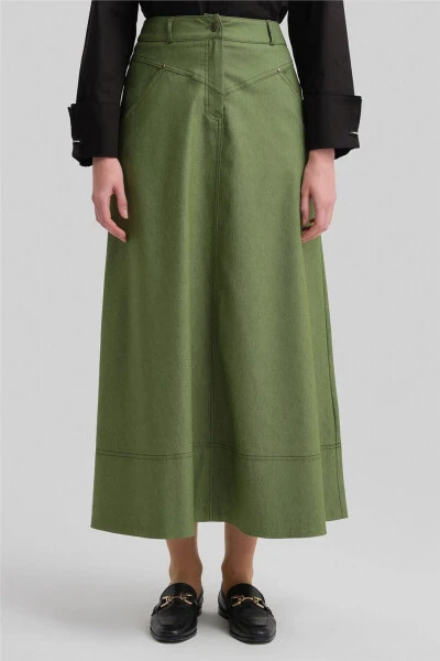 Armine Denim A-line Skirt 24Y1604, green. - 10