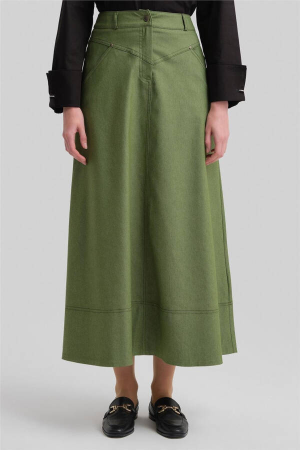 Armine Denim A-line Skirt 24Y1604, green. - 10