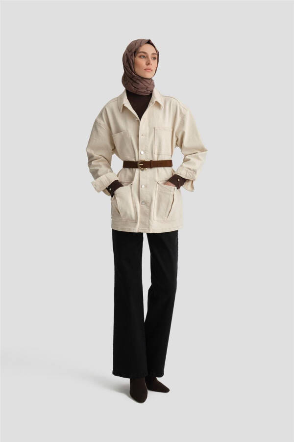 Armine Denim Ceket 24KD3403 Bej - 11