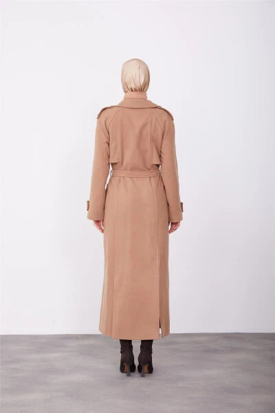 Armine Double-Breasted Coat with Epaulettes 23K8613 Camel - 10