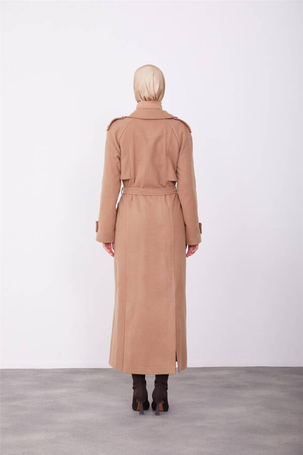 Armine Double-Breasted Coat with Epaulettes 23K8613 Camel - 10