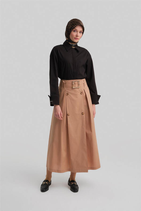 Armine Double Button Cotton Skirt 24Y1601 Camel - 6