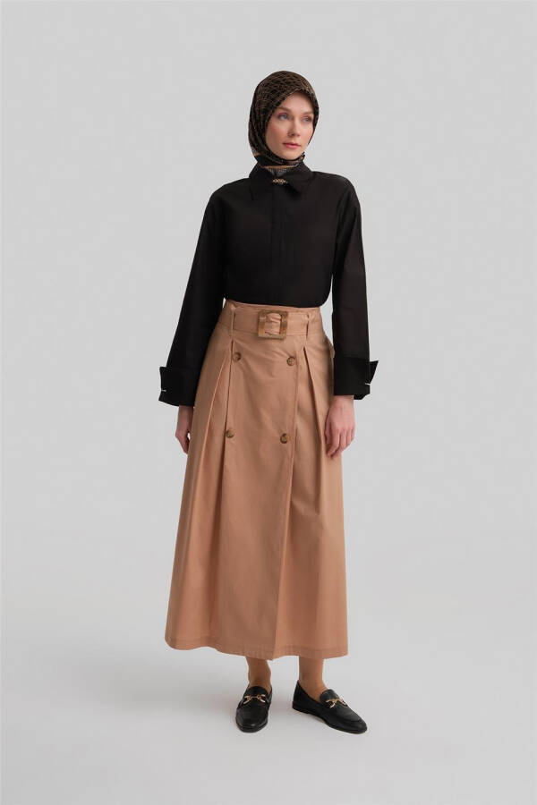 Armine Double Button Cotton Skirt 24Y1601 Camel - 7