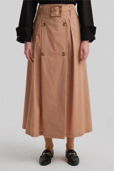 Armine Double Button Cotton Skirt 24Y1601 Camel - 8