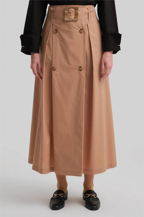 Armine Double Button Cotton Skirt 24Y1601 Camel - 8