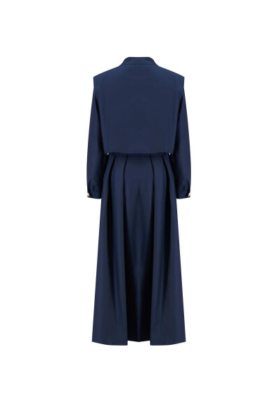 Armine dress with front tie, code 24K6817, navy blue. - 8