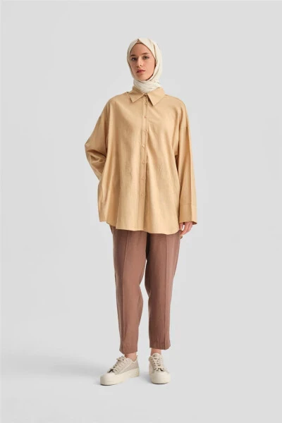 Armine Düğmeli Modal Pantolon 24K2621 Acı Kahve - 6