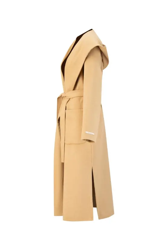 Armine Handmade Kapüşonlu Manto 24K8109 Camel - 7