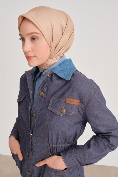 Armine Elastik Belli Denim Ko'ylagi 24Y5408 Ko'k - ARMINE