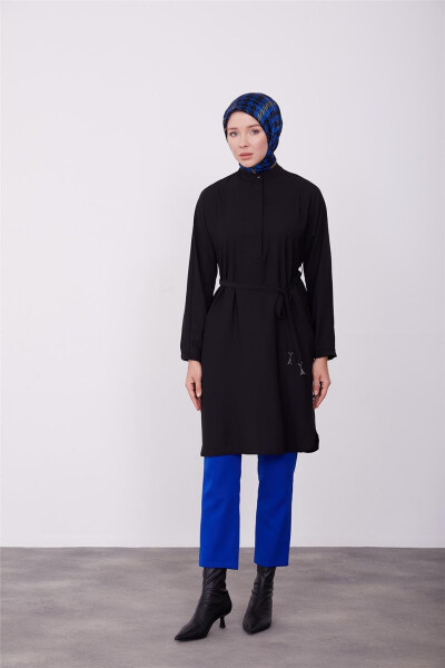 Armine Elastik Kamarli Tunika 23K4701 Qora - 7