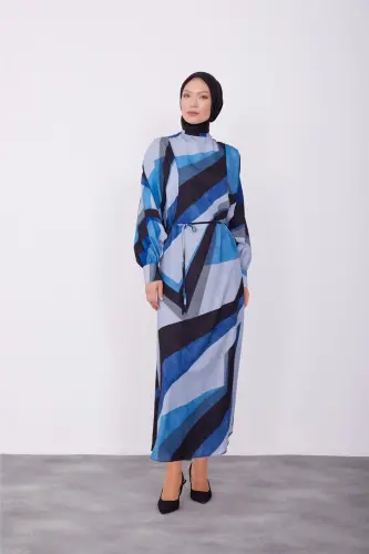 Armine Elbise 23K9673 İndigo - 9