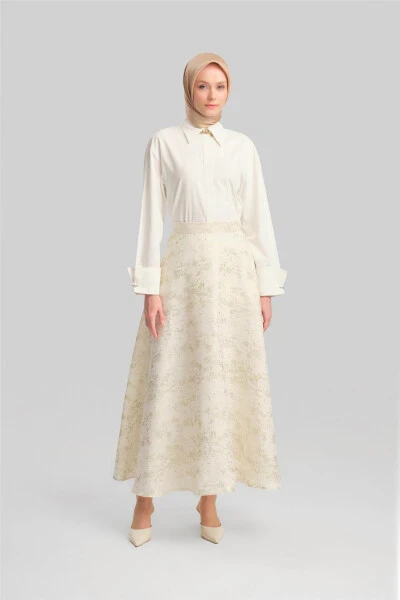 Armine File Embellished Sequined Skirt 24Y1633 Beige - ARMINE