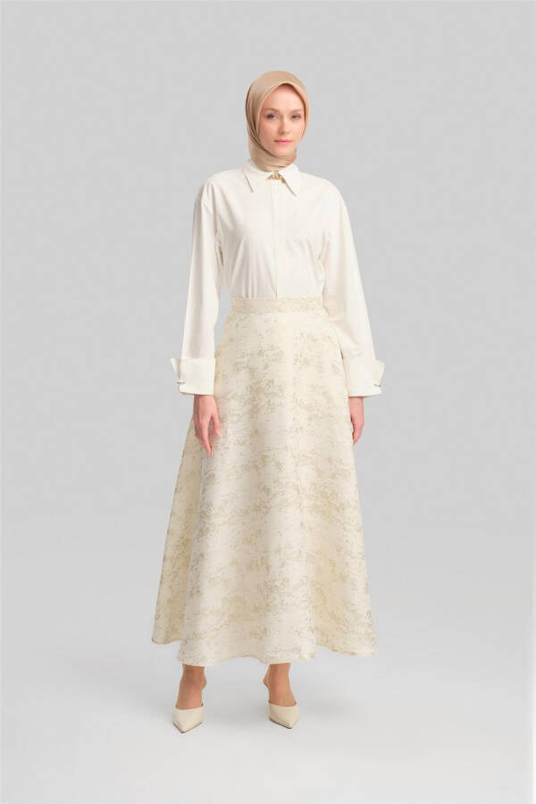 Armine File Embellished Sequined Skirt 24Y1633 Beige - 1