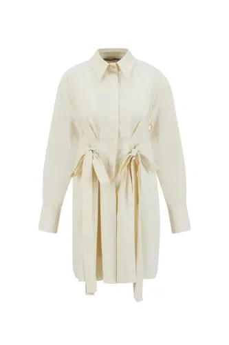 Armine Fiyonklu Naturel Kumaşlı Tunik 24K4300 Aytaşı - 1