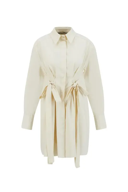 Armine Fiyonklu Naturel Kumaşlı Tunik 24K4300 Aytaşı - 1