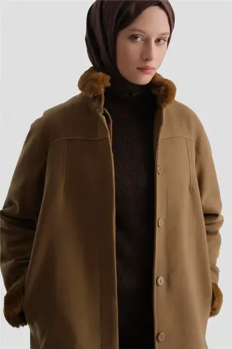 Armine Fur-Detailed Coat, 23K7213 Tobacco - ARMINE (1)