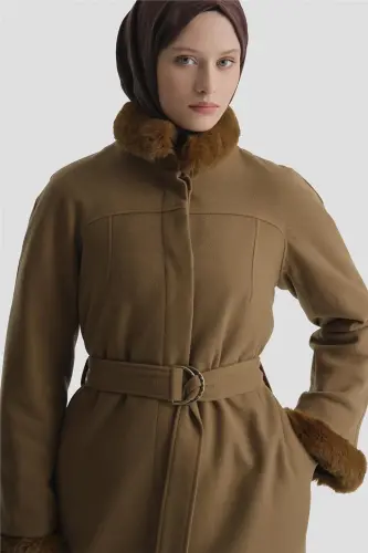 Armine Fur-Detailed Coat, 23K7213 Tobacco - 4