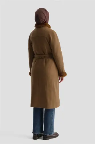 Armine Fur-Detailed Coat, 23K7213 Tobacco - 5
