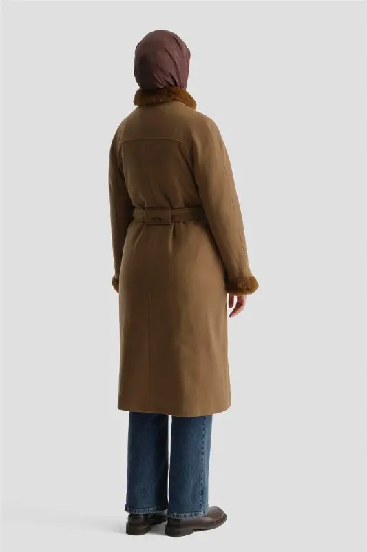 Armine Fur-Detailed Coat, 23K7213 Tobacco - 5