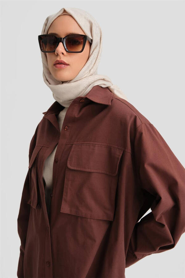 Armine Gabardin Ko'ylak Jileti 24K3603 Qizil Jigarrang - 9