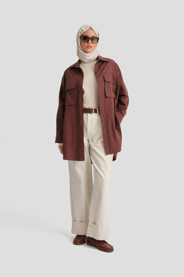Armine Gabardin Shirt Jacket 24K3603 Red Brown - 2