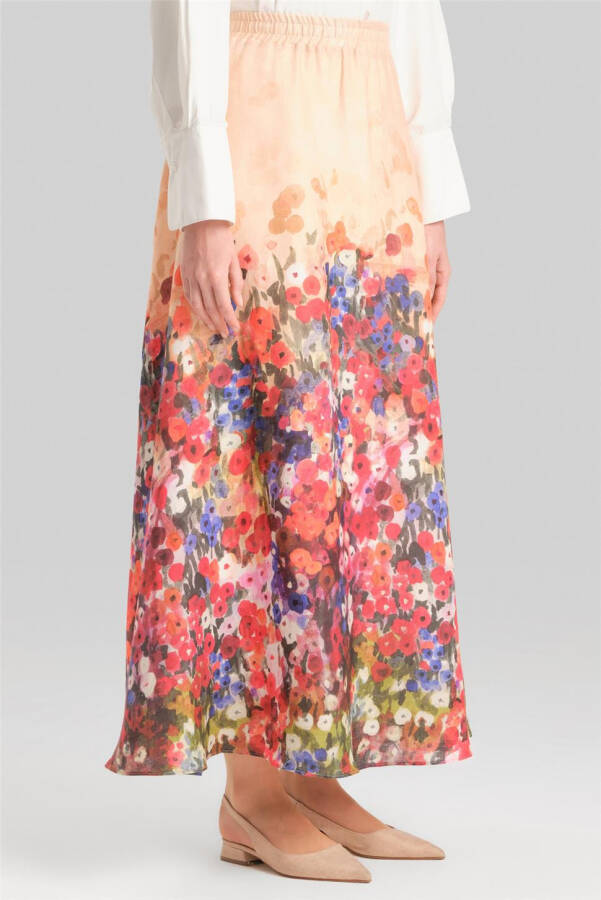 Armine Godeli Ve Desenli Etek 24Y1628 Oranj - 10