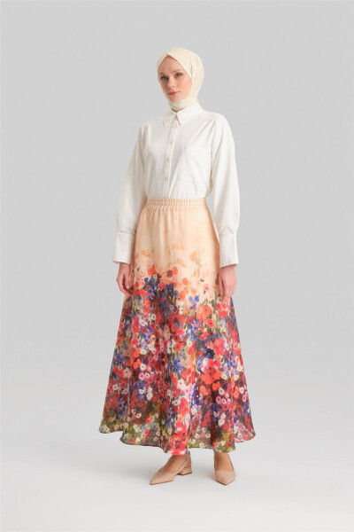 Armine Godeli Ve Desenli Etek 24Y1628 Oranj - ARMINE (1)