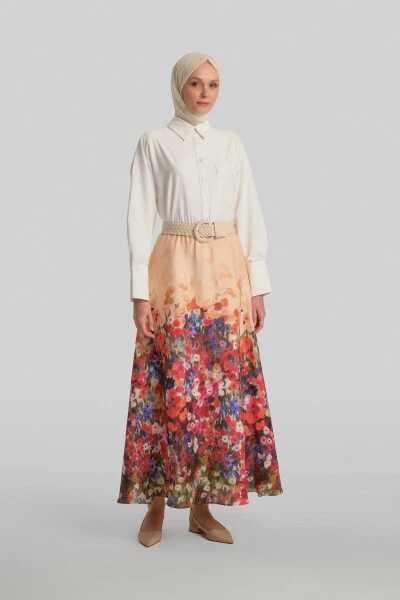 Armine Godet & Patterned Skirt 24Y1628 Orange - 7