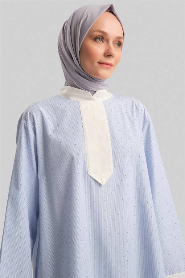 Armine Grograin and Stone Striped Shirt 24Y3556 Blue - 1