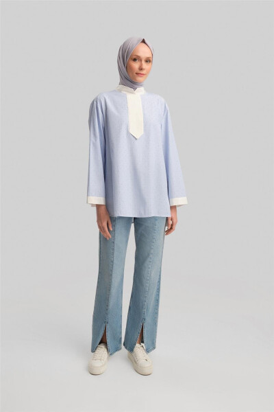 Armine Grograin and Stone Striped Shirt 24Y3556 Blue - 2