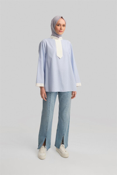 Armine Grograin and Stone Striped Shirt 24Y3556 Blue - 3