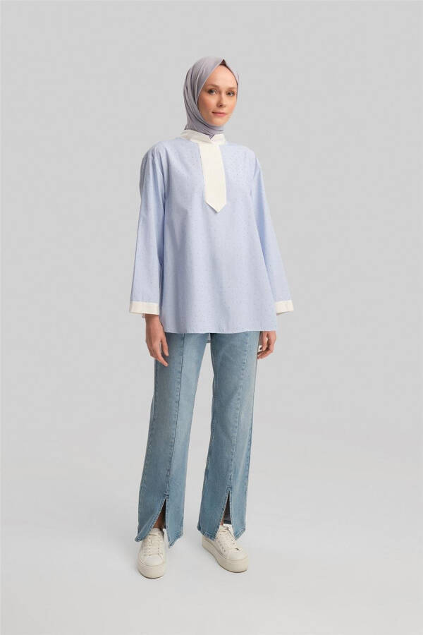 Armine Grograin and Stone Striped Shirt 24Y3556 Blue - 3