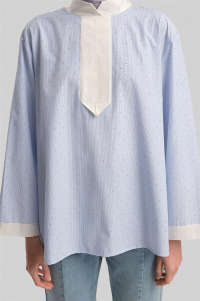 Armine Grograin and Stone Striped Shirt 24Y3556 Blue - 5