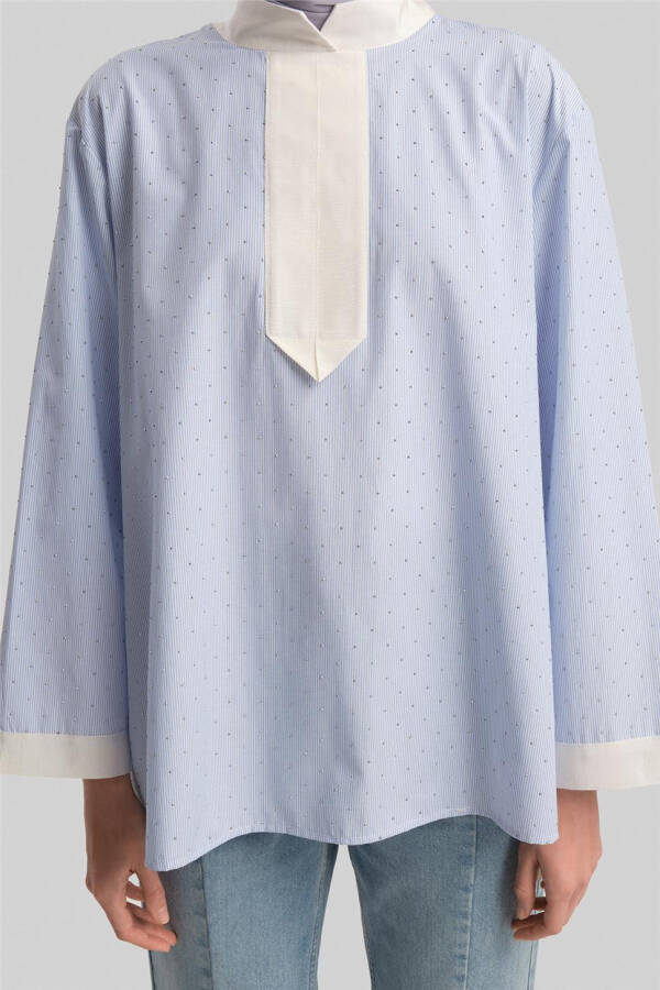 Armine Grograin and Stone Striped Shirt 24Y3556 Blue - 5